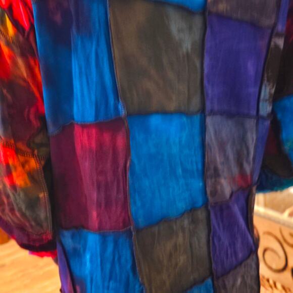Patchwork Tie Dye Batik Long Cardigan Kimono OS NWT - Picture 9 of 12